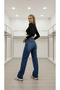 Wide Leg Cut-Leg Lycra-Free Palazzo Jeans Palazzo Trousers - 3