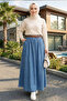 Women's Light Denim Blue Belted Skirt - 3