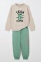 Boy's Tracksuit Set Player Puppy Printed 1-4 Years Old, Beige