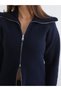 Alita City Farkıyla Soulife Navy Blue Knitwear Plain Women's Cardigan - 3