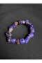 Natural Large Agate Stone Bracelet in Purple/Brown Tones Unisex - 2