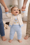 Baby Boy Baby Blue 3-Piece College Set Seasonal Teddy Bear Printed Bodysuit Cardigan Pants Set - 2