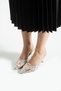 PERIE Silver Women's 7cm Heel Sequin Embellished Strappy Evening Bridal Wedding Shoes/Slippers - 6