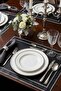 Line Black Faux Leather Embroidered American Tablecloth 2 Pieces