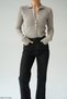 Women's Winter Beige Knitwear with Mock Neck Snaps - 3