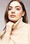 Beige Turtleneck Oversize Knitwear Sweater - 4