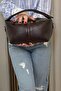 Women's Brown Handbag - Adjustable Long Strap -Fibag - 3