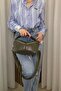 Women's Khaki Handbag - Adjustable Long Strap - Fibag - 4