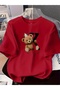 تي شيرت بياقة دائرية كبيرة الحجم مطبوع عليه KING BEAR