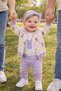 Baby Girl Lilac Seasonal 3-Piece College Set Rabbit Printed Bodysuit Cardigan Pants Set - 2