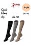 3 Pairs Black Smoked Beige Colors Solid Women Below Knee Mother Socks Wool Knitted Stitch-Free Comfortable