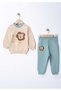 Lion Süzene Embroidered 100% Cotton Seasonal Two-Piece Fabric Baby Boy Top and Bottom 2-Piece Set