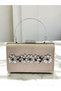 Beige Color Luxury Suede Crystal Stone Metal Handle Chain Women Evening Dress Bag Wedding Engagement Graduation - 3