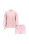 Long Sleeve T-Shirt Shorts Flannel Pajama Set - 3