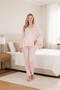 New Season Powder Design Button Detailed Long Sleeve Lace Combed Cotton Maternity Pajama Set - 5