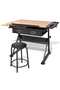 Two Drawers Tiltable Tabletop Drawing Table with Stool - 2