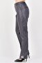 Women Skinny Fit Leather Split Pants, Dark Grey - 3