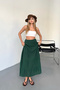 Women's Elastic Waist 100% Cotton Long Skirt Green - 5017 - 4