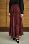 Women's Floral Pattern Lined Chiffon Maxi Skirt Burgundy - 9
