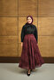 Women's Floral Pattern Lined Chiffon Maxi Skirt Burgundy - 8