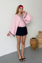 Women's Tie Detailed Embroidered 100% Cotton Kimono Pink - 26Y 7014 - 3