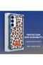Samsung Galaxy S23 Compatible Transparent Four Corner Silicone Coated Glossy Edge Case Leopard Pattern - 3