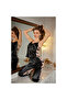 Flock Printed Velvet-Textured Satin Pajama Set - 6