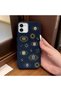iPhone 12/12 Pro Compatible Blue Leather Textured Silicone Protects Camera Shock-Absorbing Case Evil Eye Bead