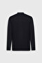 Men's Navy Blue Woolen Warm Standard Fit Half Turtleneck Honeycomb Textured Knitwear Sweater - 8