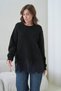 Women's Crew Neck Low Sleeve Hem Lace Trim Knitwear Sweater 8706