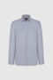 Men's White-Navy Blue Cotton Slim Fit Slim Fit Classic Collar Dobby Shirt - 6