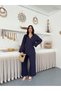 Women's Pocket Detailed Side Tie Elastic Waist Muslin Fabric Kimono Set - 2