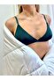 Valentine's Day Special Emerald Green Micro Wire-Free Gathered Bralette Bra