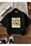Women's Zebra Patterned New York Graphic Printed Black T-Shirt