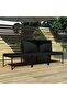 3 Piece Garden Lounge Set with Cushions Black PVC