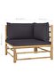 6 Piece Garden Lounge Set with Dark Grey Cushions Bamboo - 3