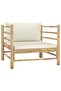 5 Piece Garden Lounge Set with Cream White Cushions Bamboo - 5