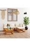 5 Piece Garden Lounge Set with Cushion Cream Solid Acacia Wood