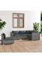 5 Piece Garden Lounge Set with Cushions Poly Rattan Grey