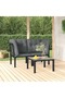 3 Piece Garden Lounge Set Black and Grey Poly Rattan