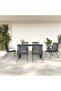 7 Piece Garden Dining Set Black Steel and Textilene