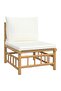 6 Piece Garden Lounge Set with Cream White Cushions Bamboo - 4