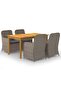 5 Piece Garden Dining Set Brown