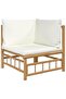 3 Piece Garden Lounge Set with Cream White Cushions Bamboo - 2
