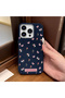 iPhone 14 Pro Max Compatible Blue Leather Textured Silicone Protects Camera Shock Absorbing Case Flower