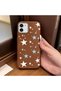 iPhone 11 Compatible Brown Leather Textured Silicone Protects Camera Shock-Absorbing Case Pentagonal Star