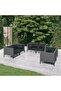 6 Piece Garden Lounge Set with Cushions Poly Rattan Dark Grey