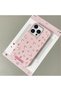iPhone 15 Pro Max Compatible Pink Leather Textured Silicone Protects Camera Shock-Absorbing Case Flower - 3