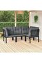 4 Piece Garden Lounge Set Black and Grey Poly Rattan
