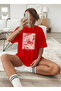 Women's Botanical Illustration Graphic B Printed Red T-Shirt